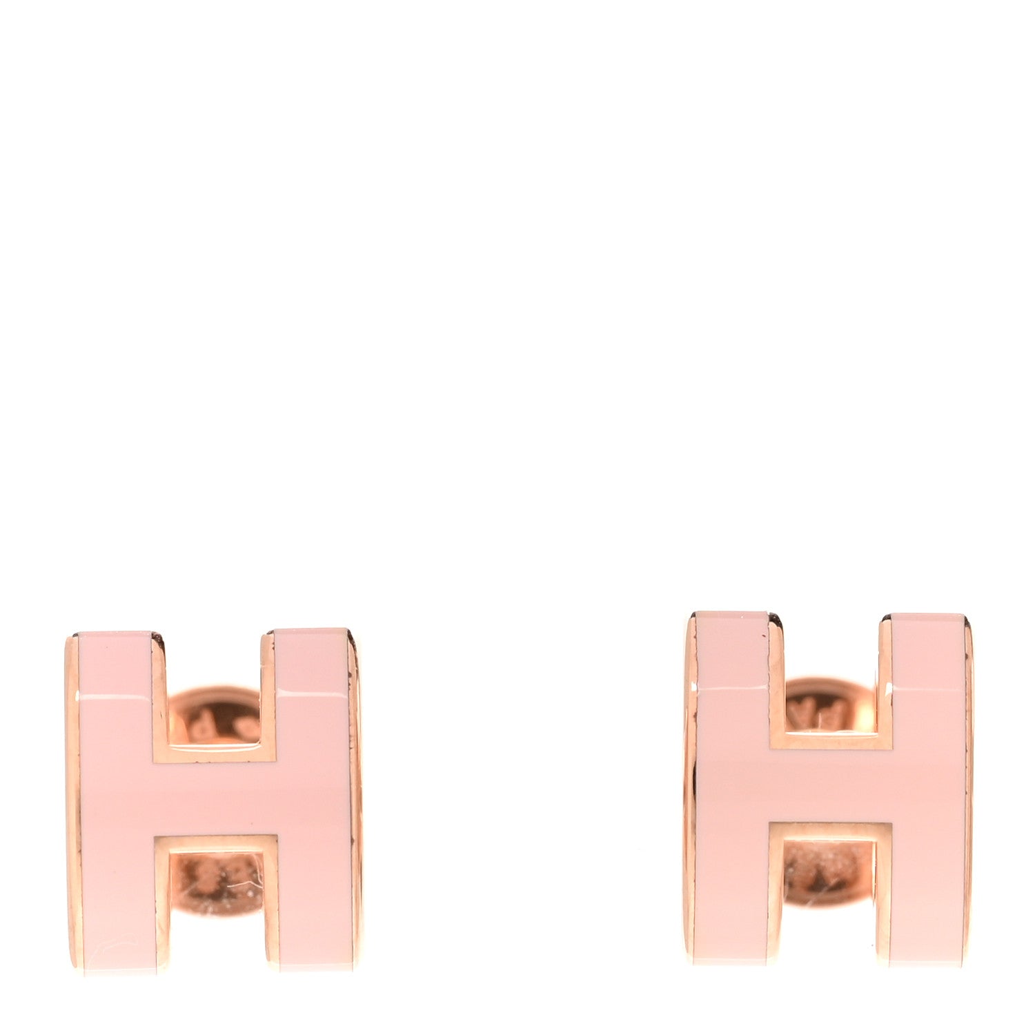 Hermes Rose Gold Lacquered Mini Pop H Earrings Rose Sakura 1 of 7