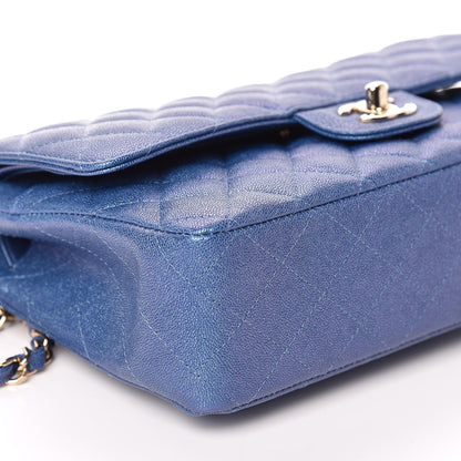 Chanel Iridescent Caviar Quilted Medium Double Flap Dark Blue 6 of 10