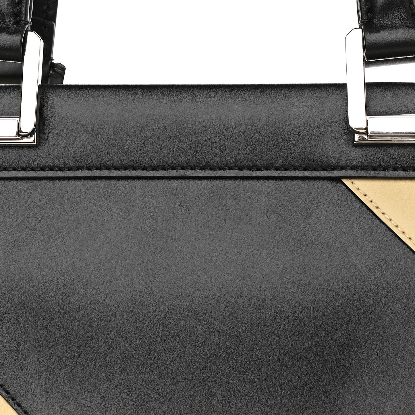Smooth Calfskin Diagonal Striped Medium Zumi Top Handle Bag Black Beige
