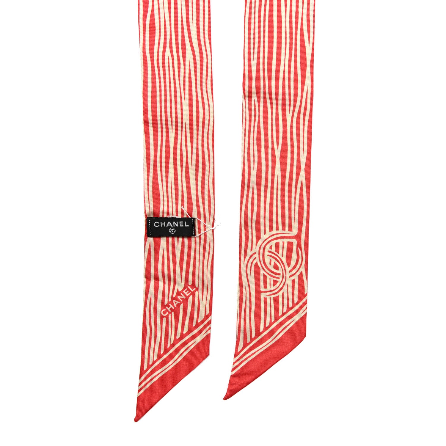 Chanel Silk CC Slim Bandeau Scarf Red Light Yellow 2 of 3