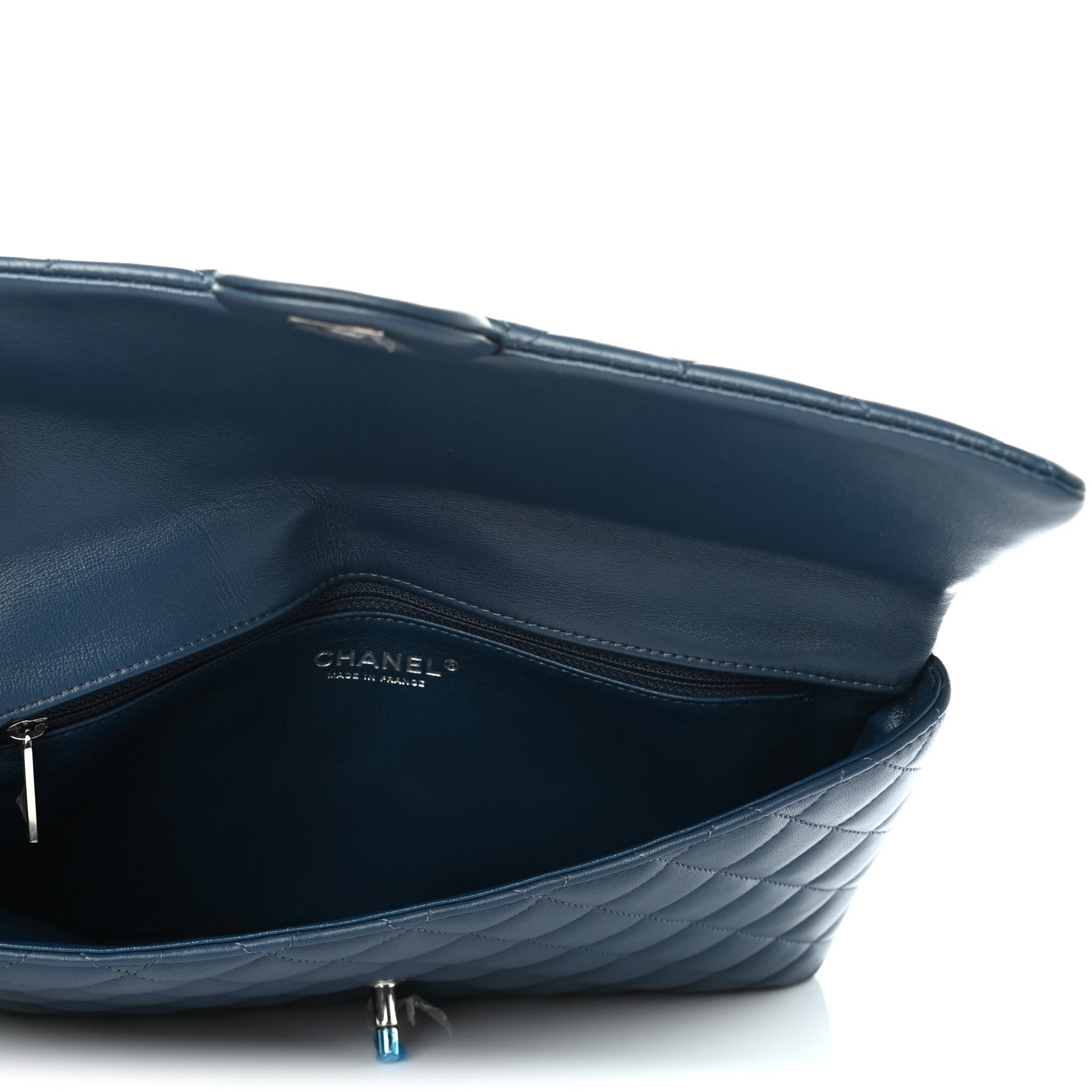 Chanel Lambskin Quilted Clutch Flap Blue 4 of 6