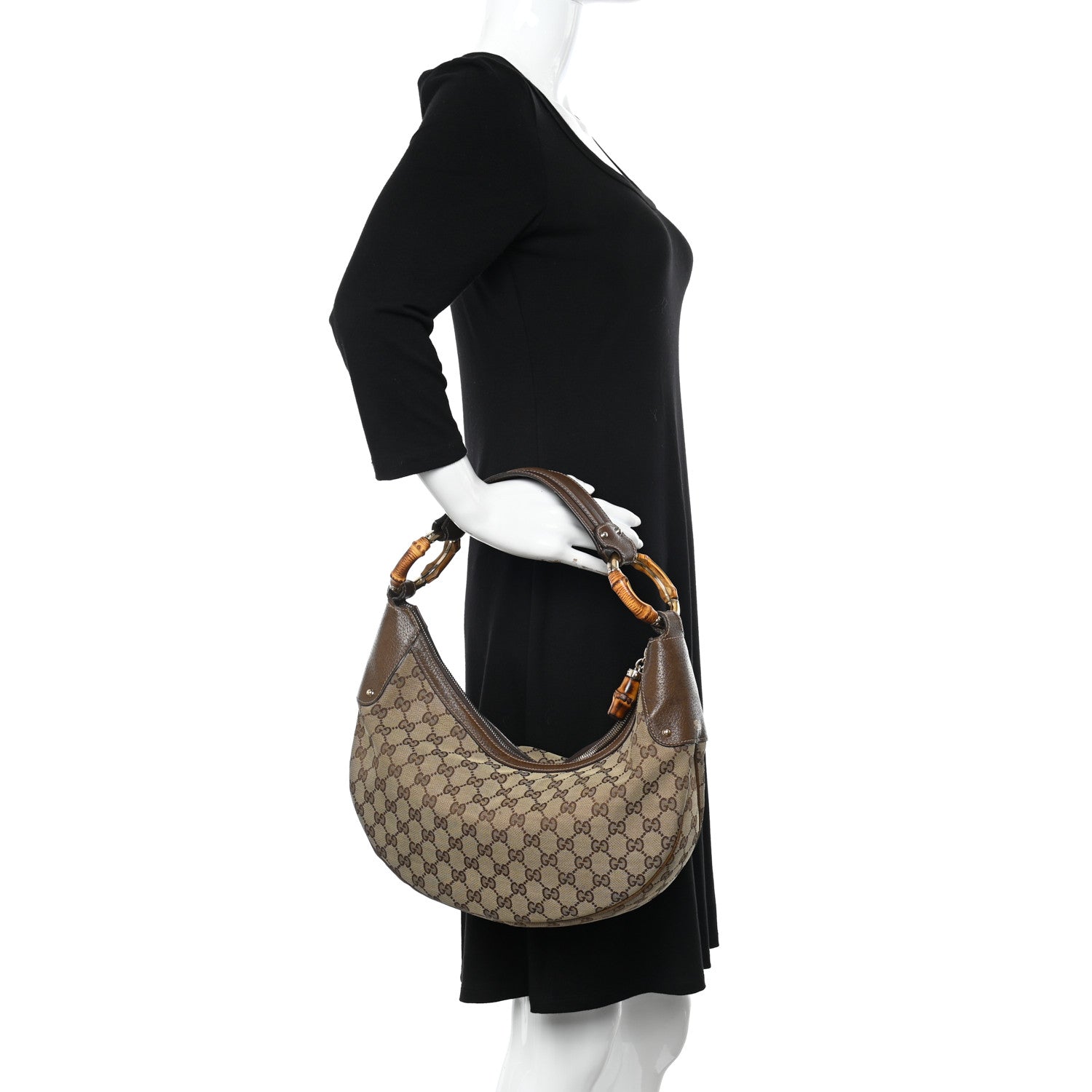 Gucci Monogram Bamboo Ring Hobo Brown 2 of 14