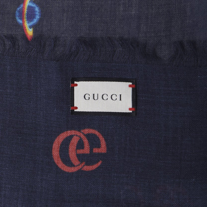 Gucci Modal Classic Mixer Shawl Black Midnight Blue 4 of 4