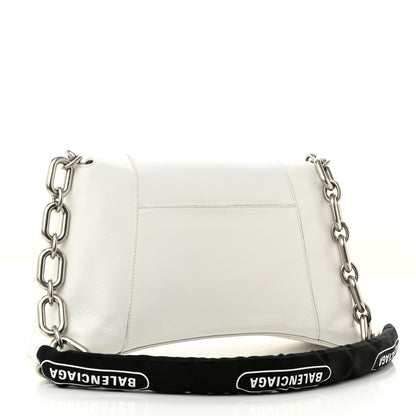 Balenciaga Calfskin S Downtown Chain Shoulder Bag White Black 3 of 10