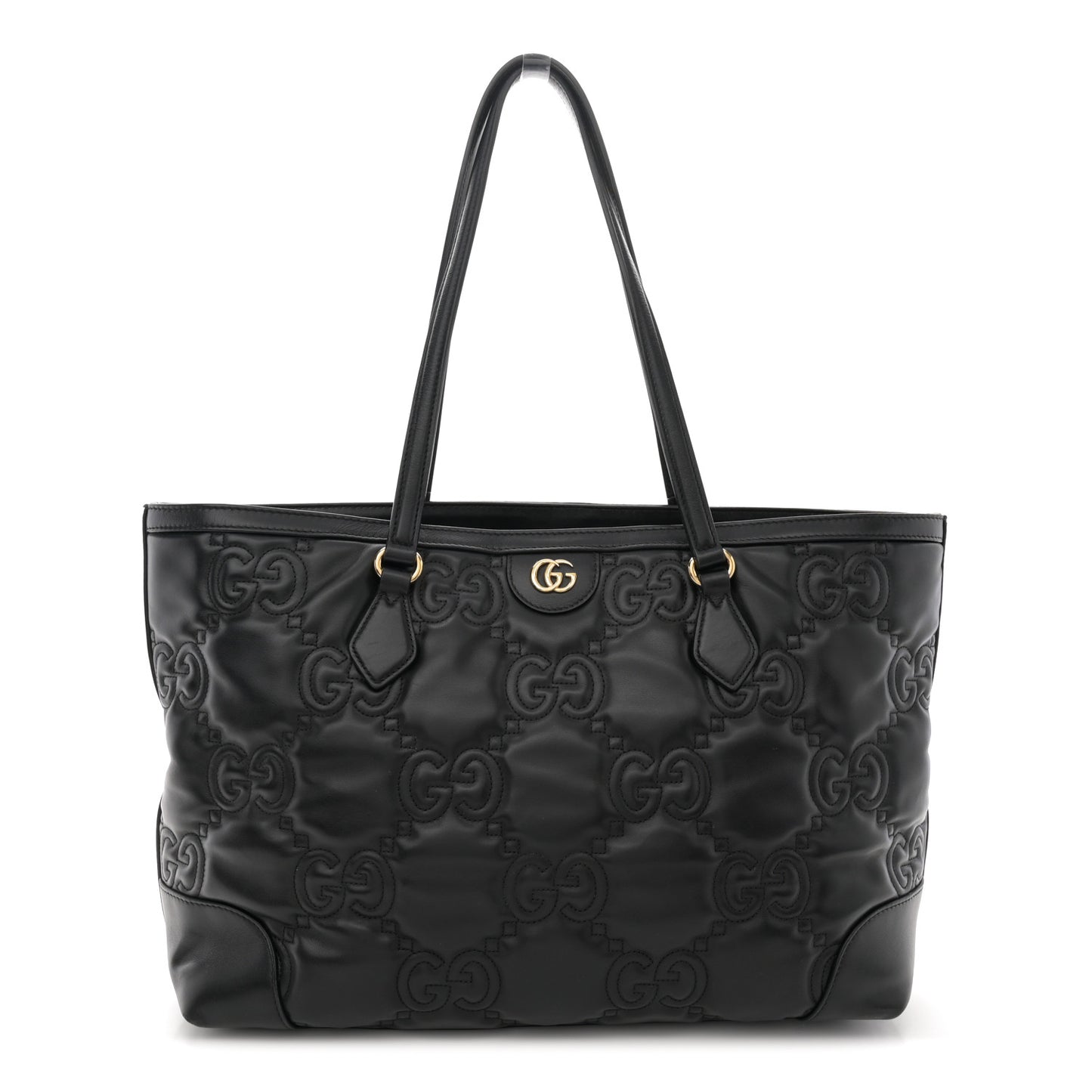 Calfskin GG Matelasse Medium Ophidia Shopping Tote Black