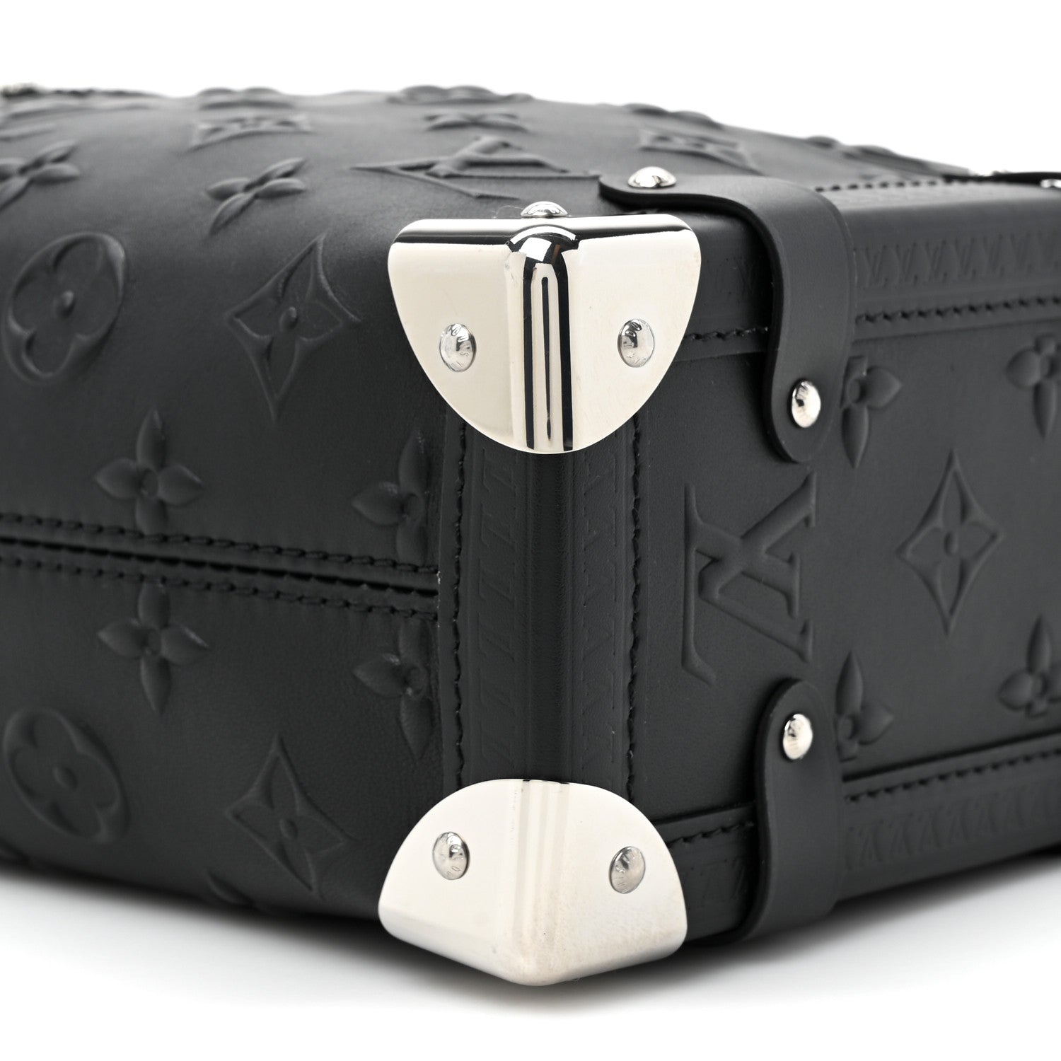 Louis Vuitton Calfskin Debossed Monogram Side Trunk Black 8 of 9