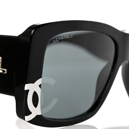 Chanel Acetate CC Logo Square Sunglasses 71472 Black 7 of 8