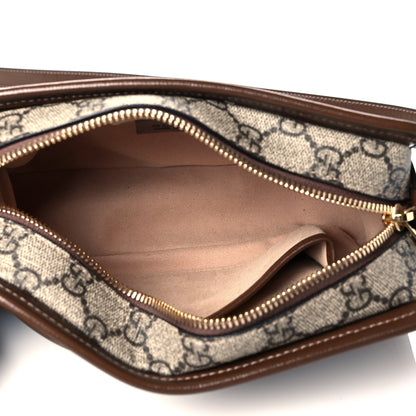 Gucci GG Supreme Monogram Azalea Calfskin Mini Retro Interlocking G Shoulder Bag Beige Ebony Brown Sugar 5 of 11