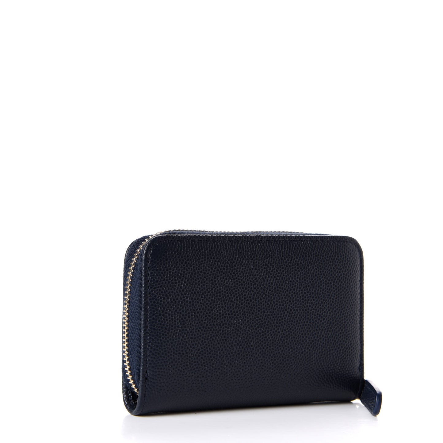 Caviar Braided Zip Around Coin Purse Navy