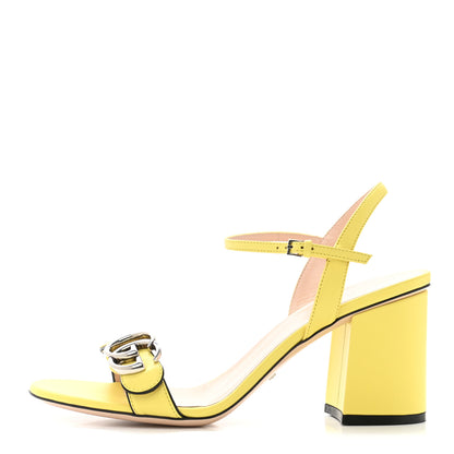 Gucci Lifford Calfskin GG Marmont Ankle Wrap 75mm Sandals 38.5 Banana 1 of 9