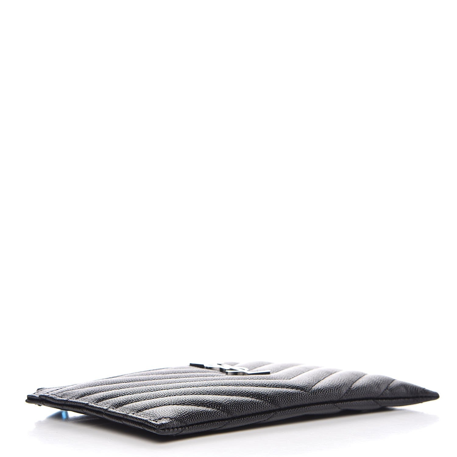 Saint Laurent Grain De Poudre Chevron Monogram Bill Pouch Black 4 of 8
