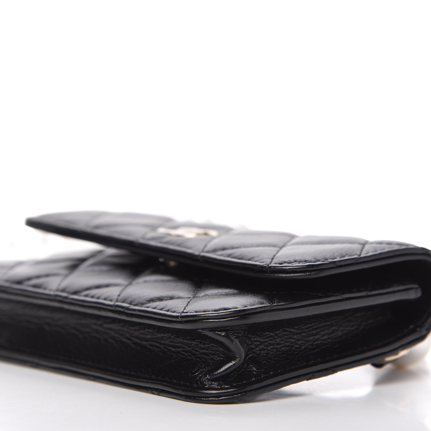 Chanel Calfskin Quilted Maxi Pearls Clutch With Chain Black 7 of 11