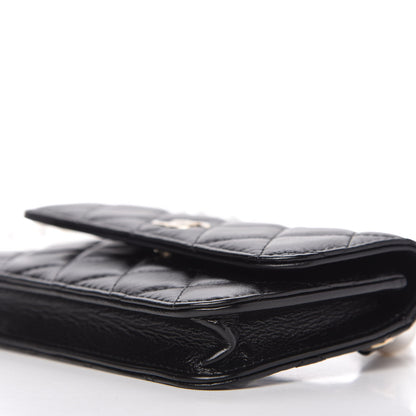 Chanel Calfskin Quilted Maxi Pearls Clutch With Chain Black 7 of 11