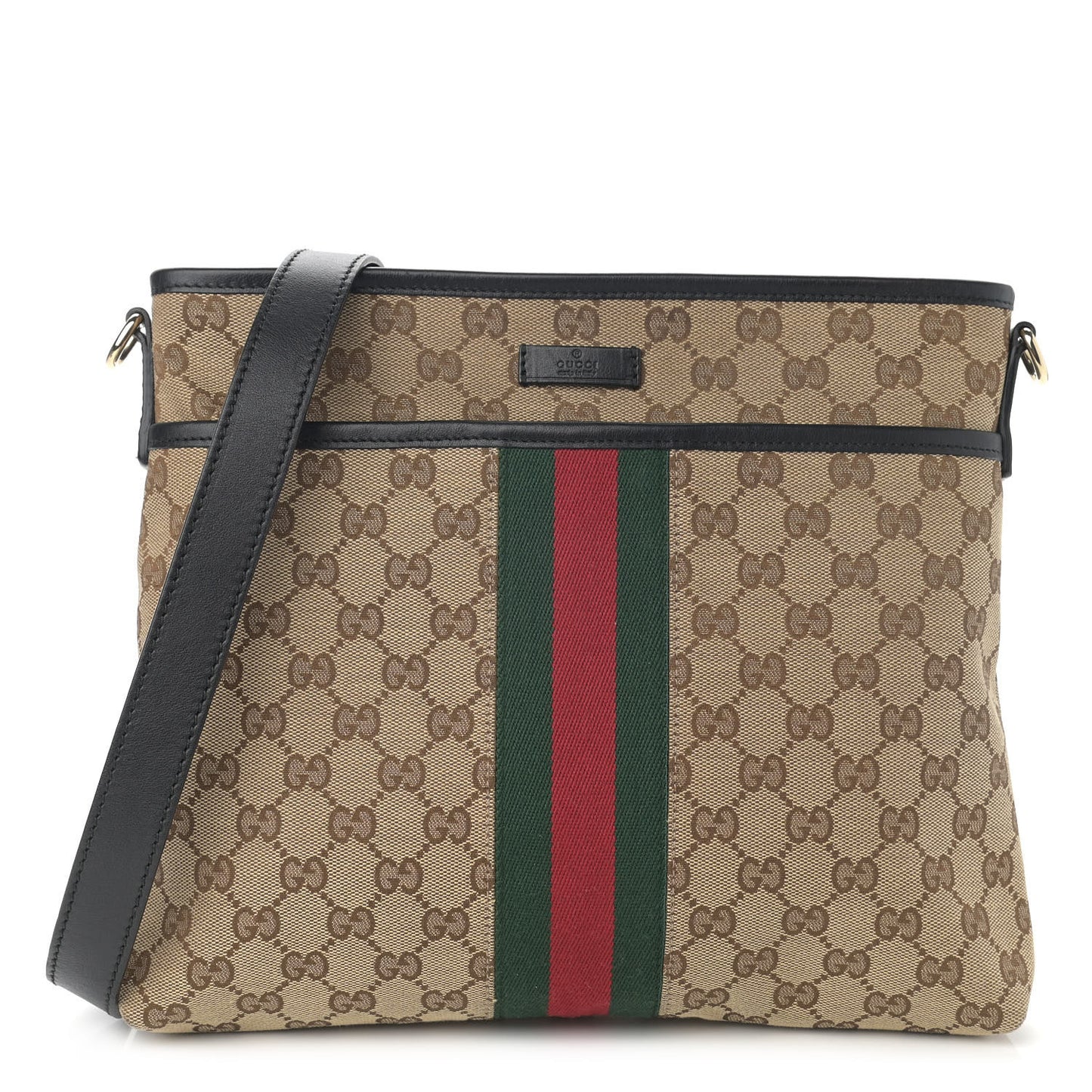 GG Monogram Web Flat Messenger Bag Black