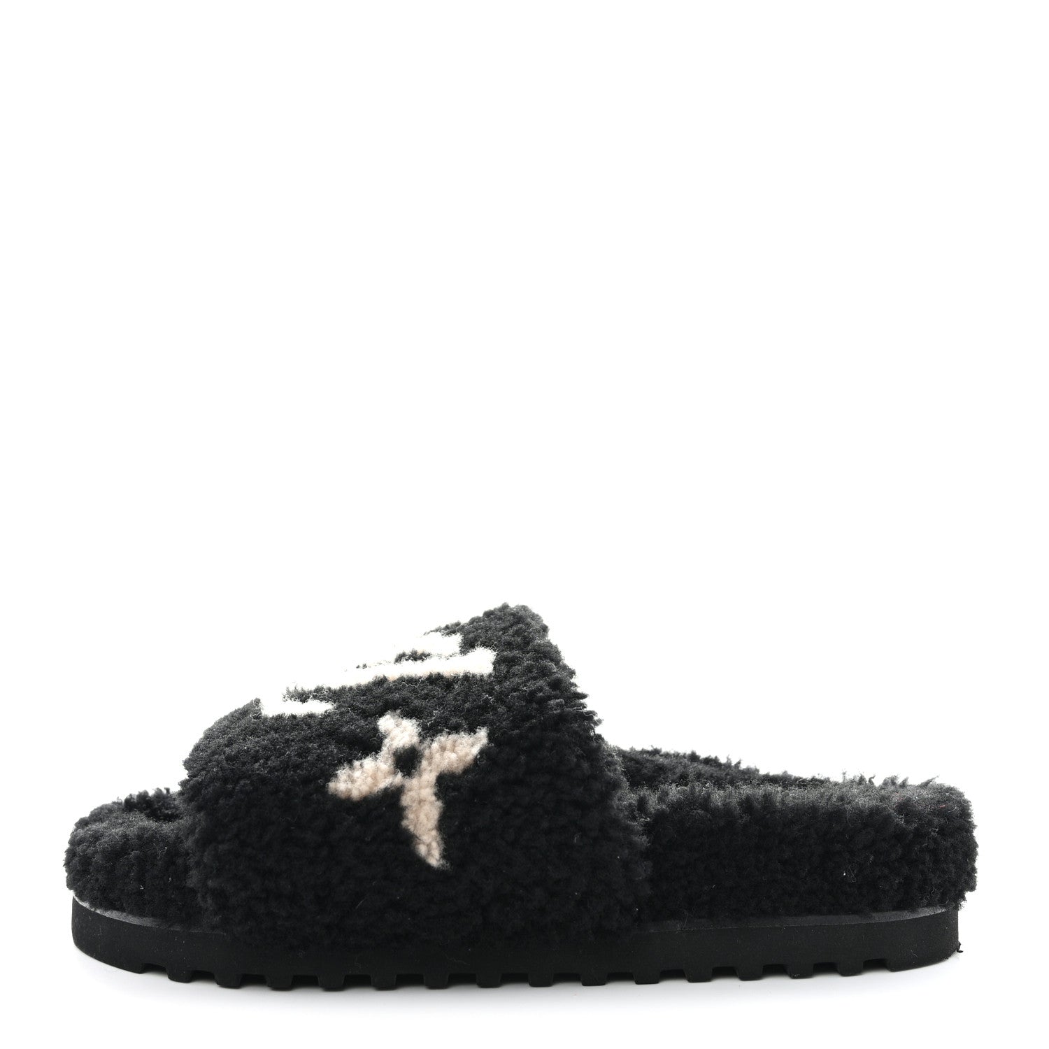 Louis Vuitton Shearling Magnetic Flat Mule 38 Black 1 of 9
