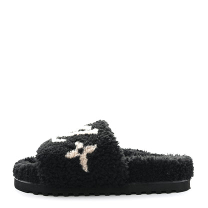 Louis Vuitton Shearling Magnetic Flat Mule 38 Black 1 of 9