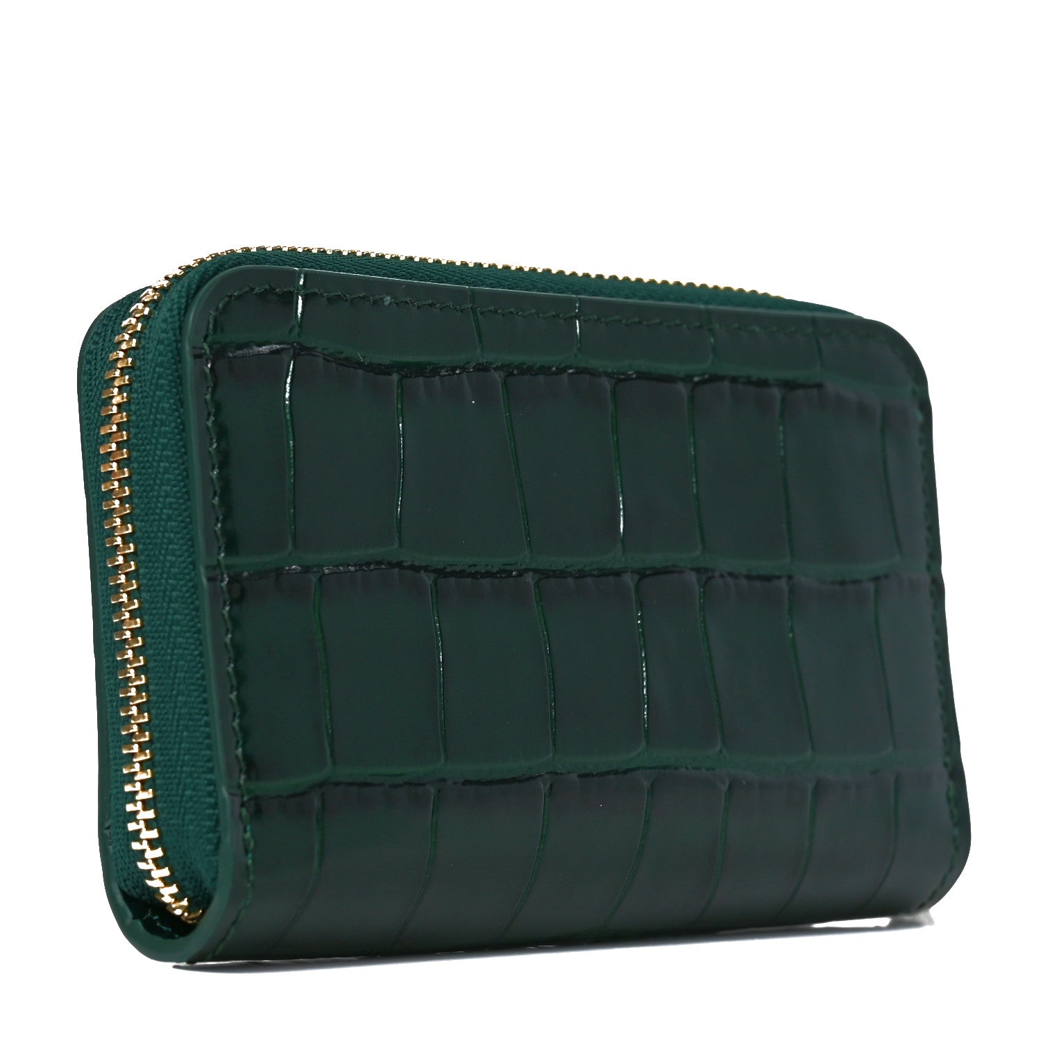 C*乃様 CHANEL 二つ折り財布 オリーブグリーン Chanel Calfskin Crocodile Embossed Crococo Coin Purse Emerald