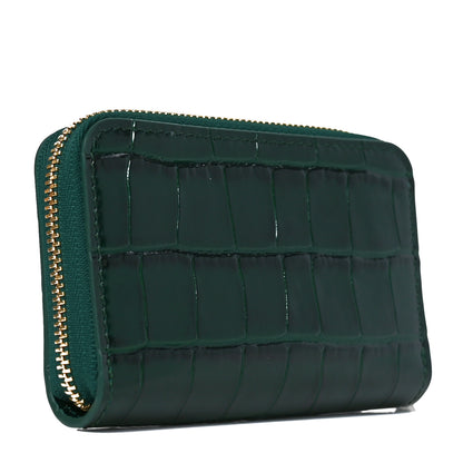Chanel Calfskin Crocodile Embossed Crococo Coin Purse Emerald 3 of 7
