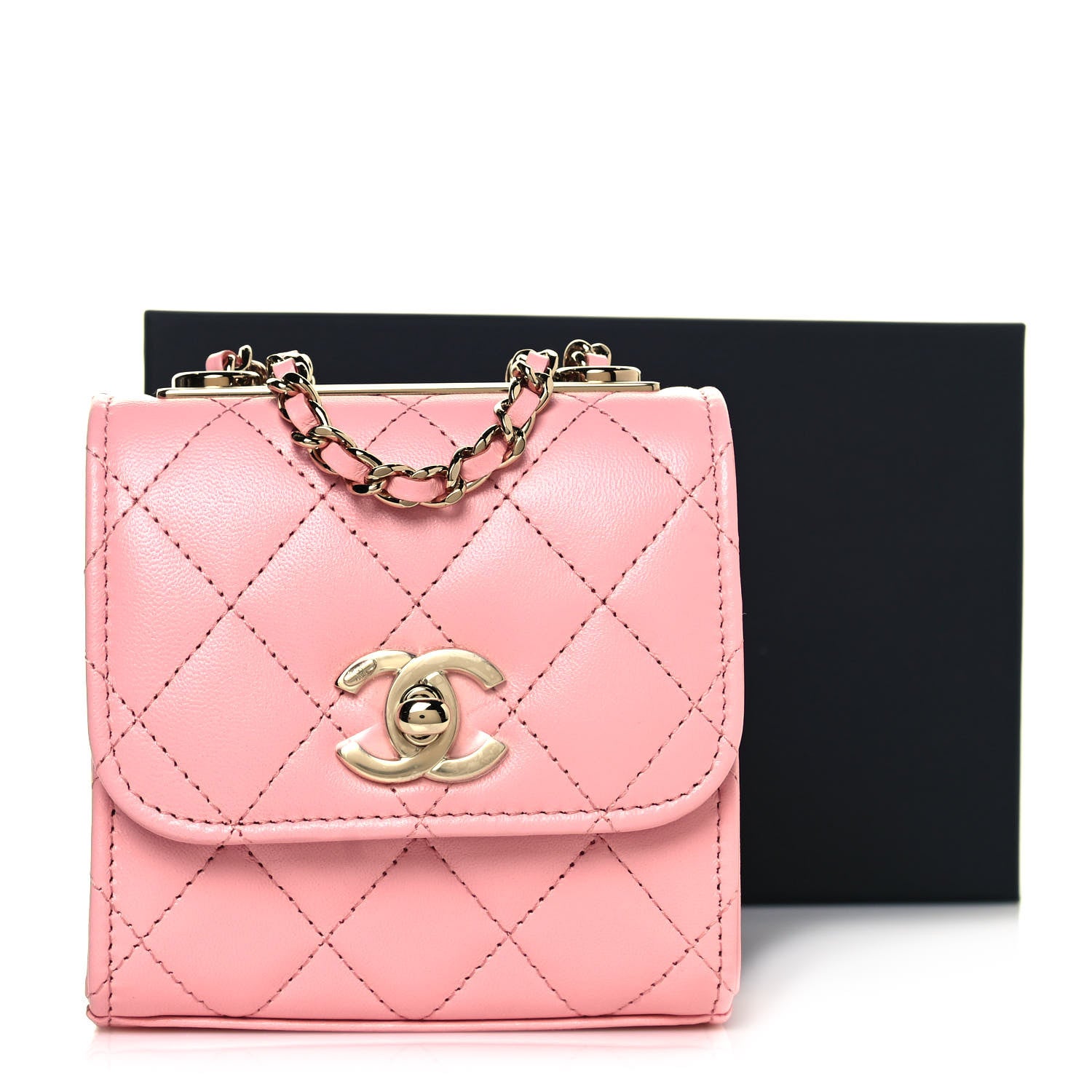 Chanel Lambskin Quilted Mini Trendy CC Clutch With Chain Pink 12 of 12