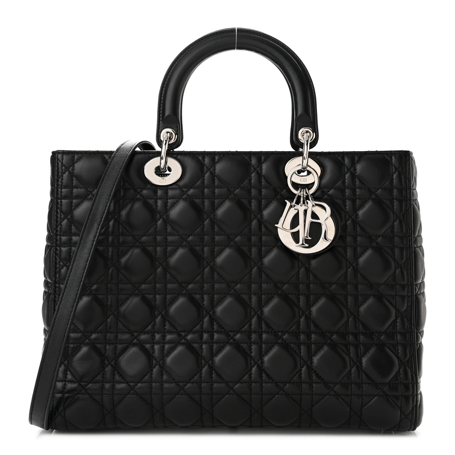 Christian Dior Lambskin Cannage Large Lady Dior Black 1 of 10