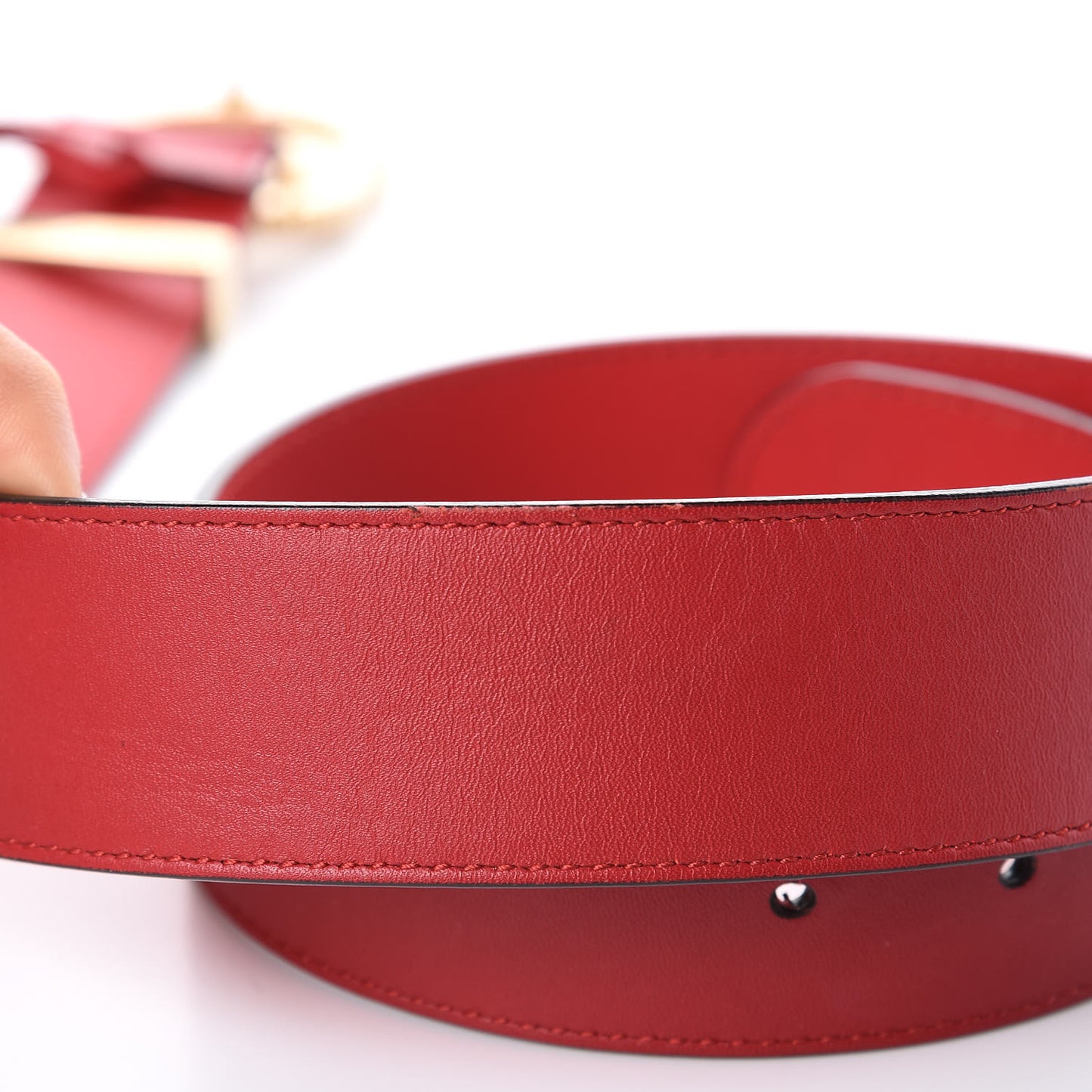Moon Calfskin Torchon Double G 40mm Belt 85 34 Hibiscus Red