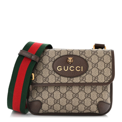 Gucci GG Supreme Monogram Web Small Neo Vintage Double Flap Messenger Bag Beige New Acero 1 of 11