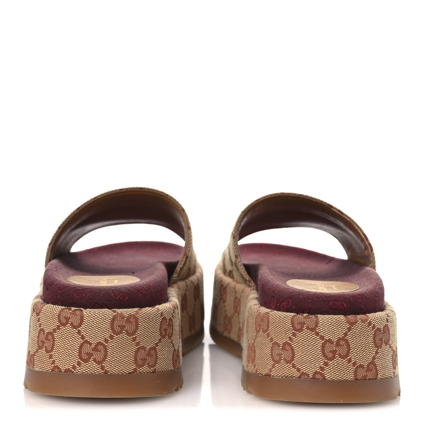 Gucci Canvas GG Monogram Angelina Platform Slide Sandals 37.5 Beige Ruggine 6 of 12