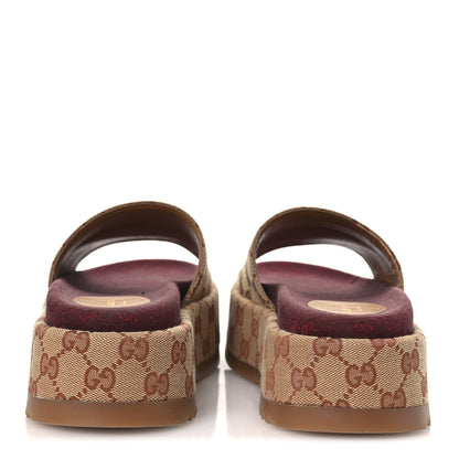 Gucci Canvas GG Monogram Angelina Platform Slide Sandals 37.5 Beige Ruggine 6 of 12