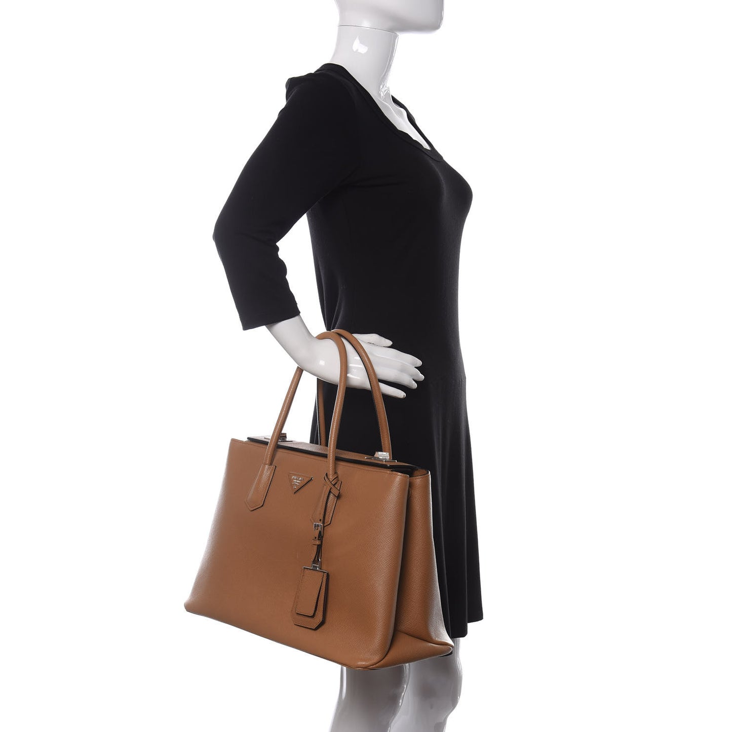 Saffiano Cuir Twin Tote Caramel