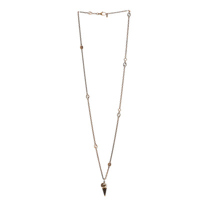 Gucci Metal Pearl Double G Ice Cream Pendant Necklace Aged Gold 3 of 5