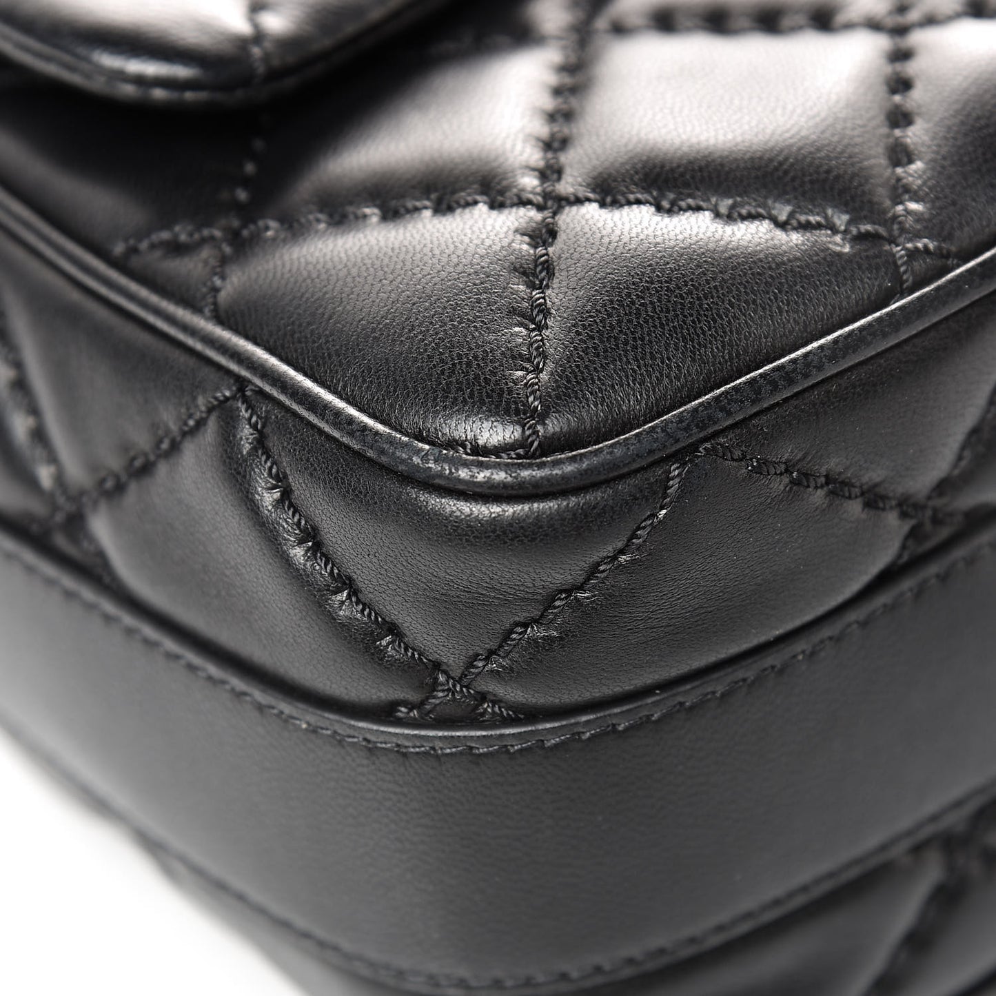 Lambskin Quilted Jumbo Easy Carry Flap Black