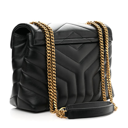 Saint Laurent Calfskin Y Quilted Monogram Small Loulou Chain Satchel Black 3 of 11