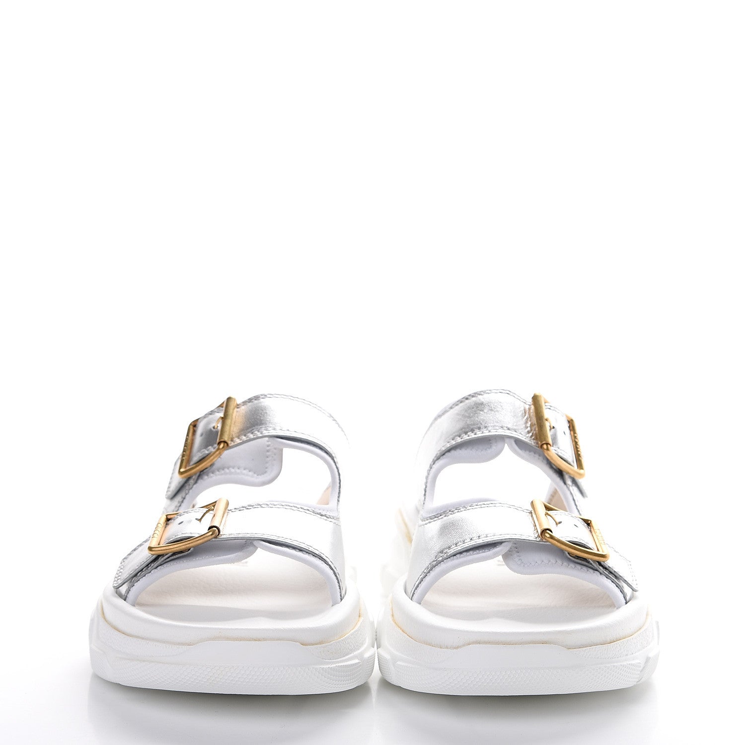 Gucci Metallic Nappa Aguru Slide Sandals 40.5 Argent Great White 2 of 12