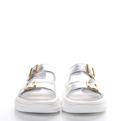 Gucci Metallic Nappa Aguru Slide Sandals 40.5 Argent Great White 2 of 12