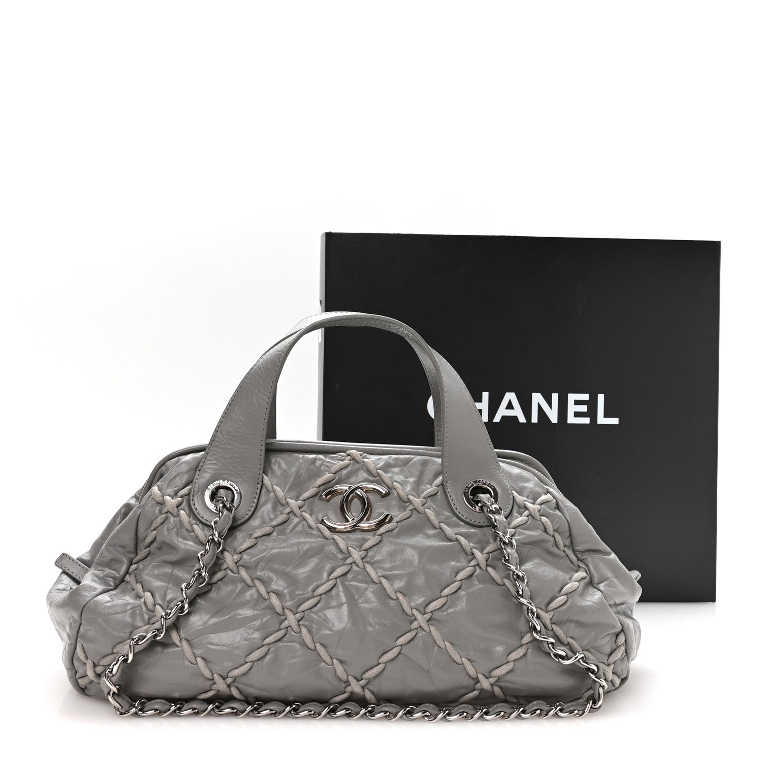 Chanel Calfskin Ultra Stitch Bowler Grey 11 of 11