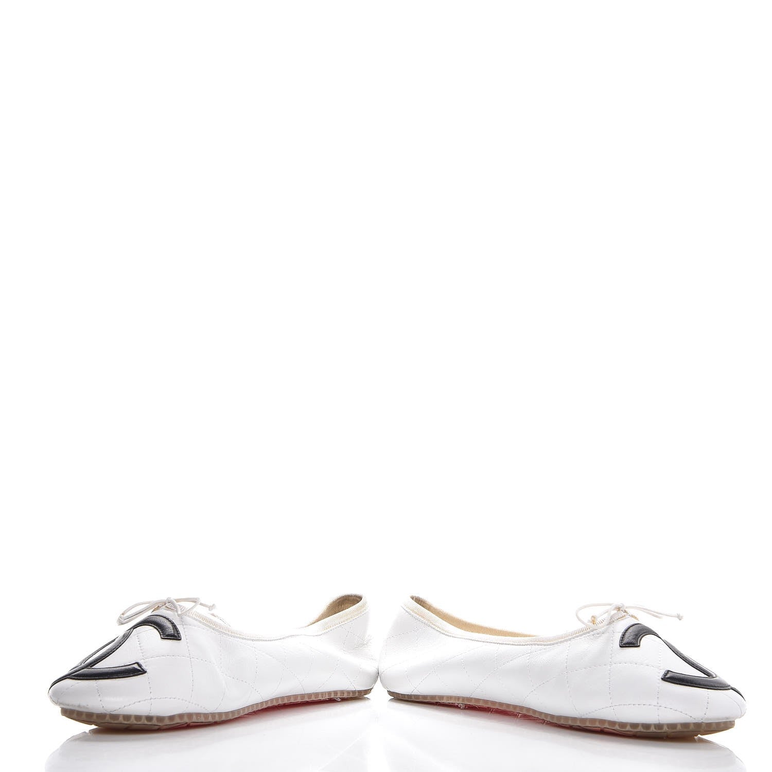 Chanel Lambskin Quilted Cambon Ballerina Flats 41 White Black 5 of 10