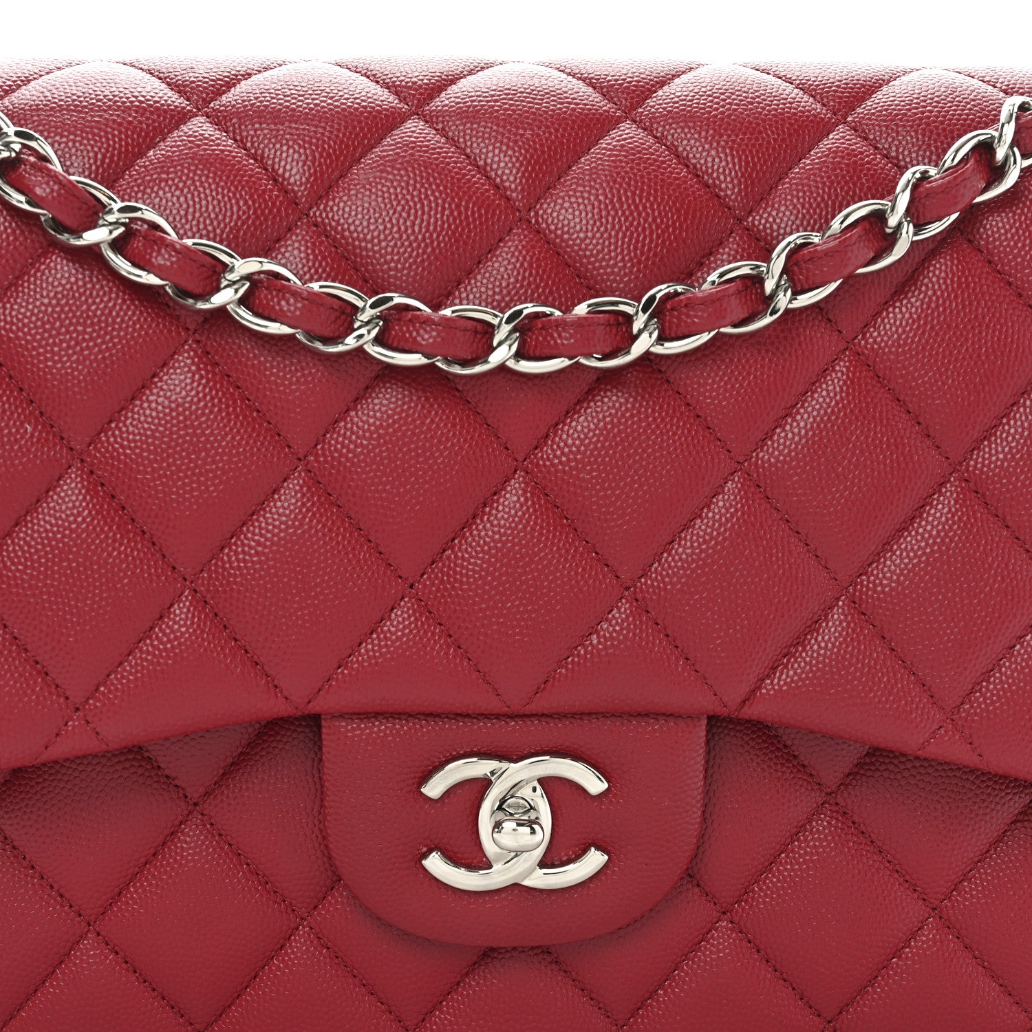 Chanel Caviar Quilted Jumbo Double Flap Dark Red 8 of 11