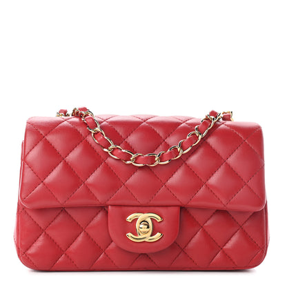 Chanel Lambskin Quilted Mini Rectangular Flap Red 1 of 9