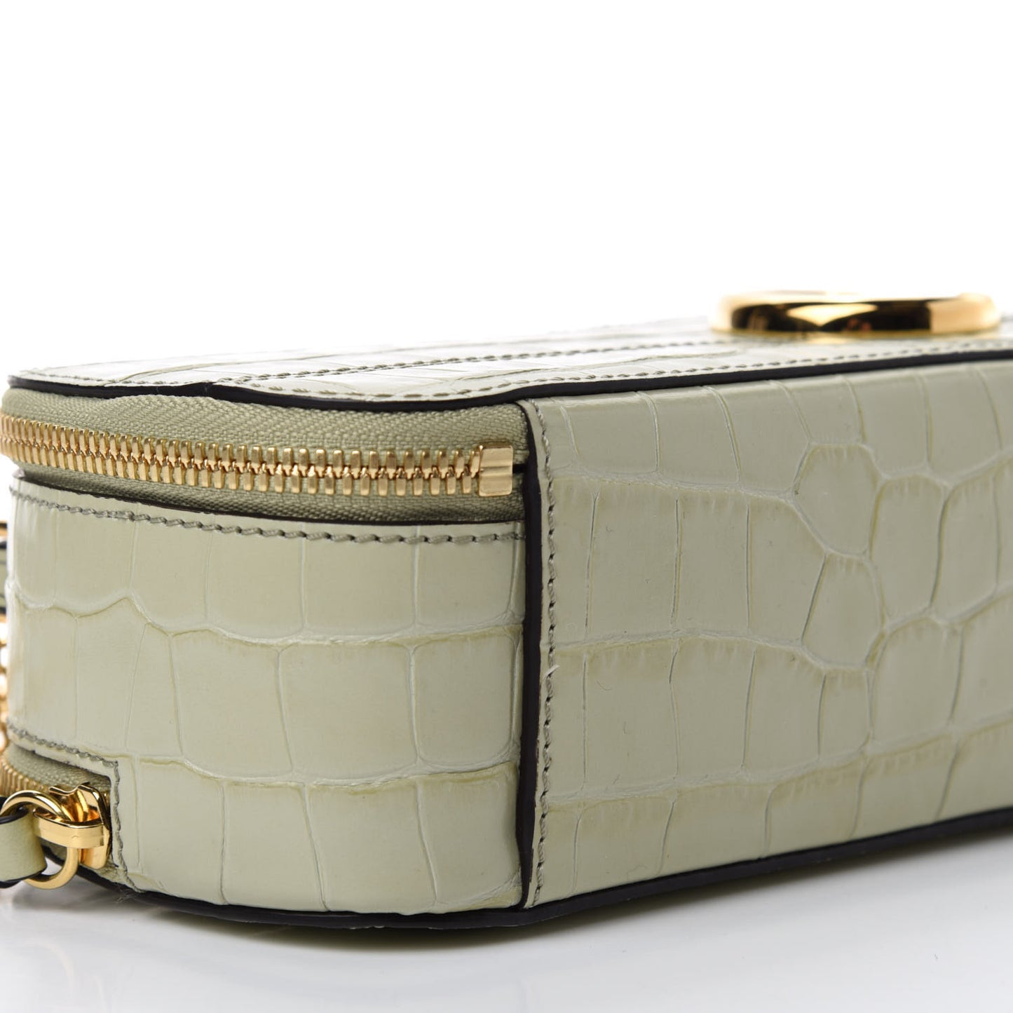 Calfskin Crocodile Embossed Mini C Vanity Bag Light Eucalyptus