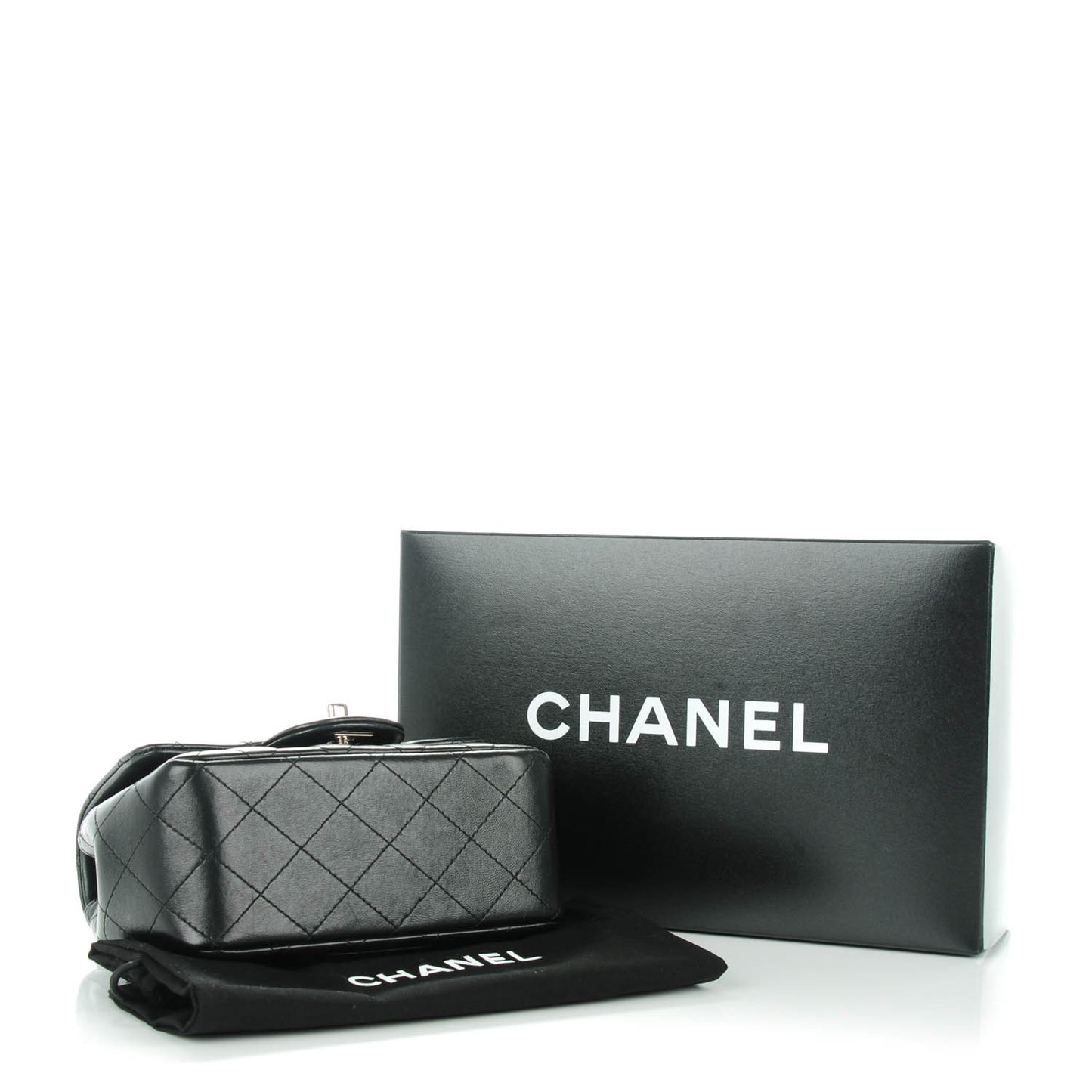 Lambskin Quilted Mini Square Flap Black