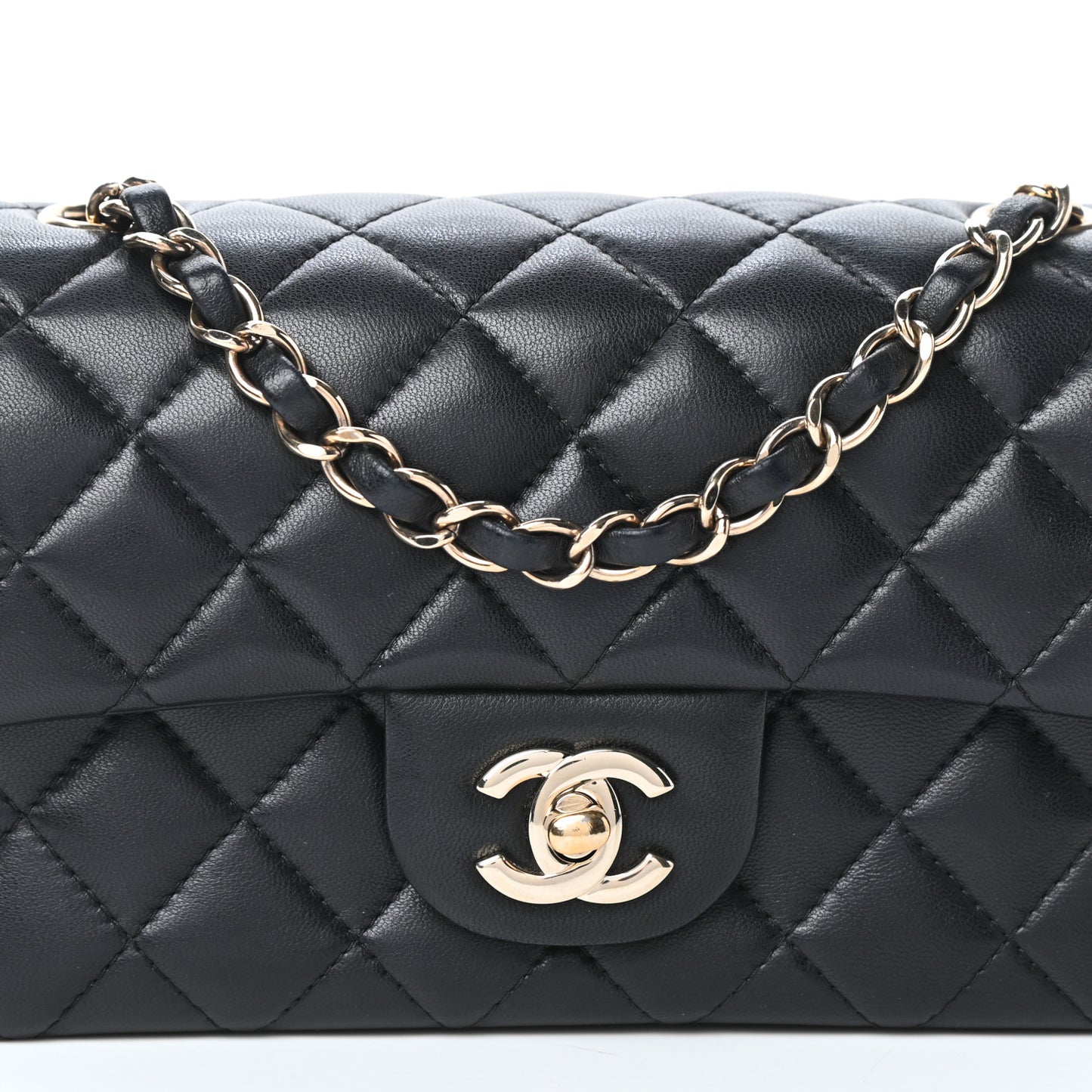 Lambskin Quilted Mini Rectangular Flap Black