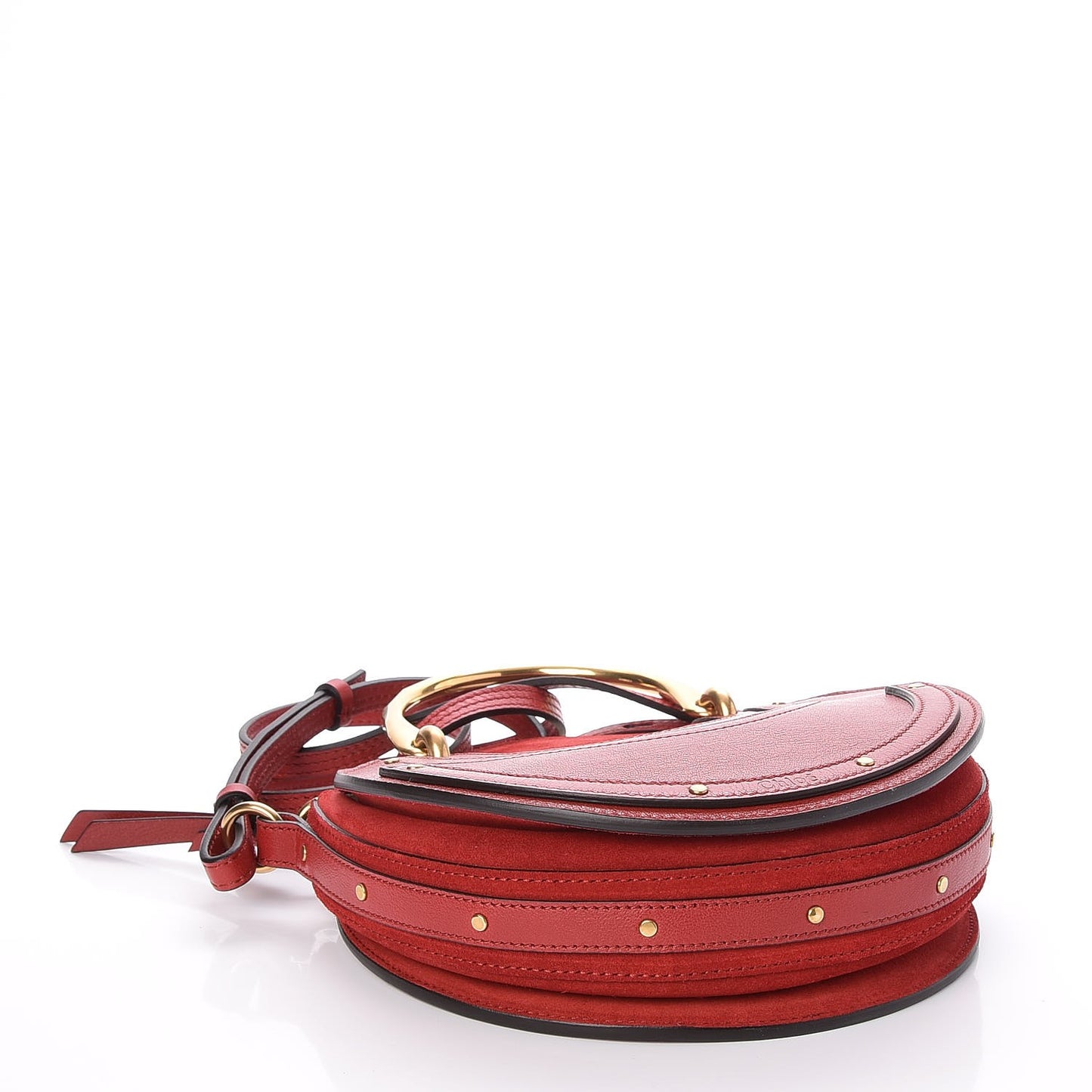 Shiny Goatskin Smooth Calfskin Suede Small Pixie Bag Dahlia Red