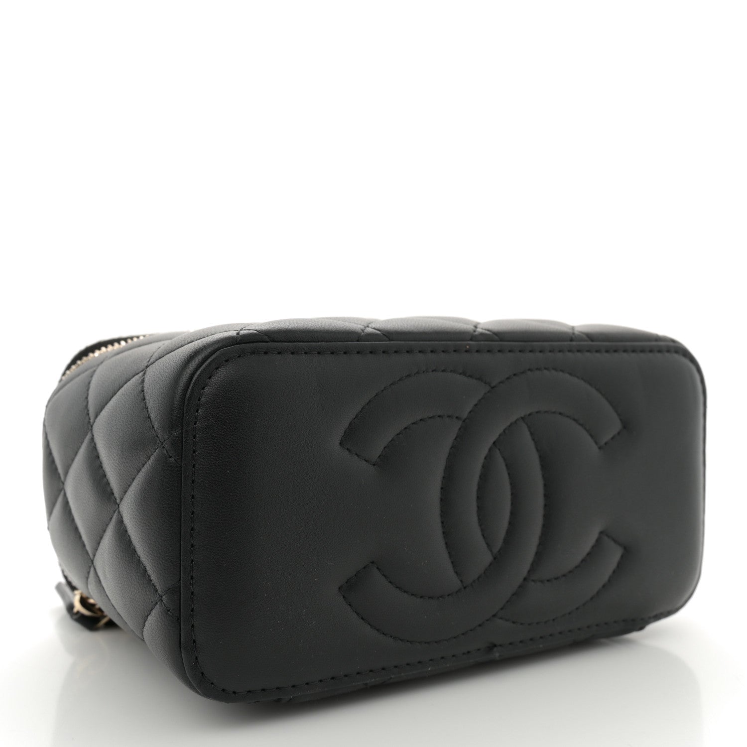 Chanel Lambskin Quilted Enamel CC Pearl Crush Small Vanity Case With Chain Black 4 of 11