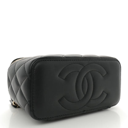 Chanel Lambskin Quilted Enamel CC Pearl Crush Small Vanity Case With Chain Black 4 of 11