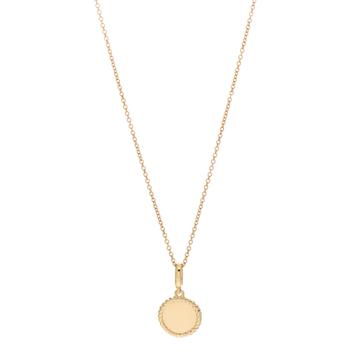 David Yurman 18K Yellow Gold Small Engravable Circle Charm Necklace 1 of 3