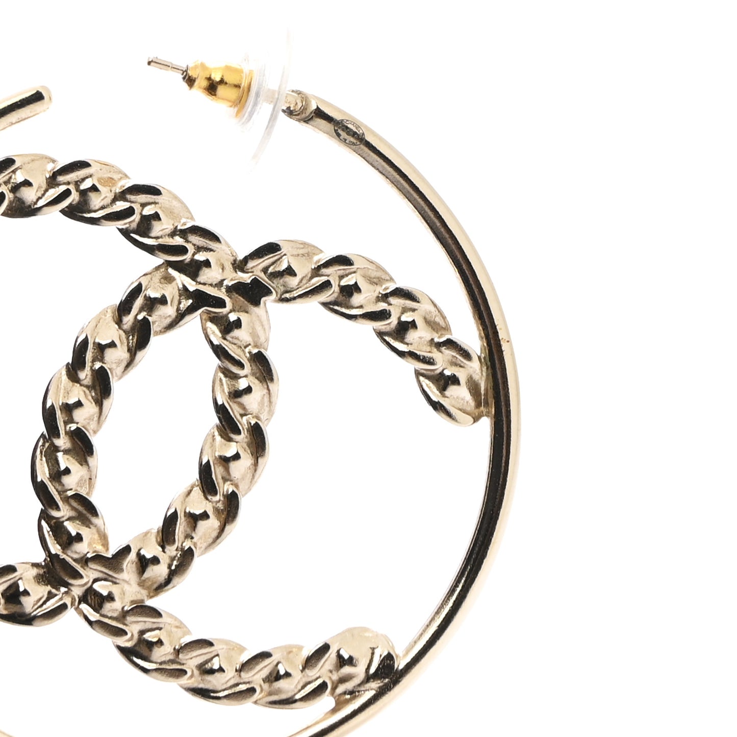 Crystal High Society CC Hoop Earrings Gold