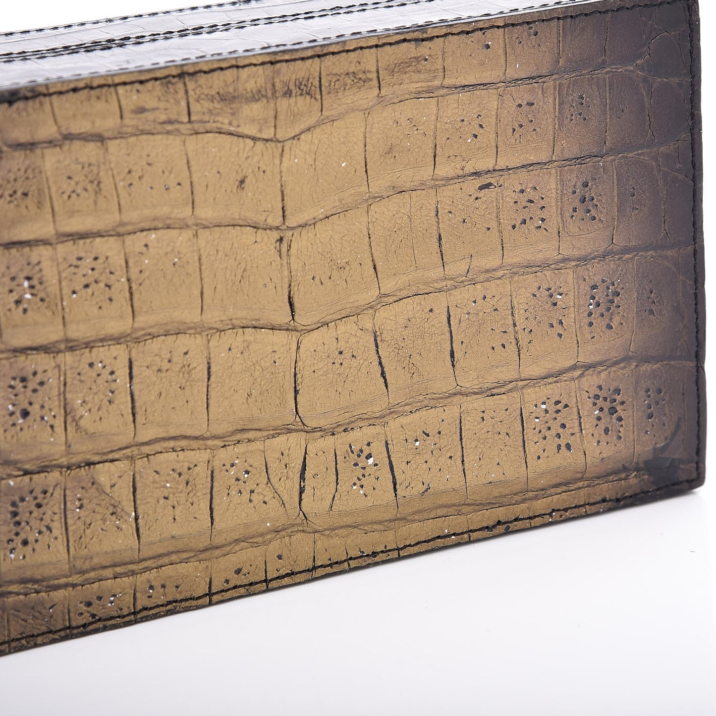 Crocodile Box Clutch Black Gold