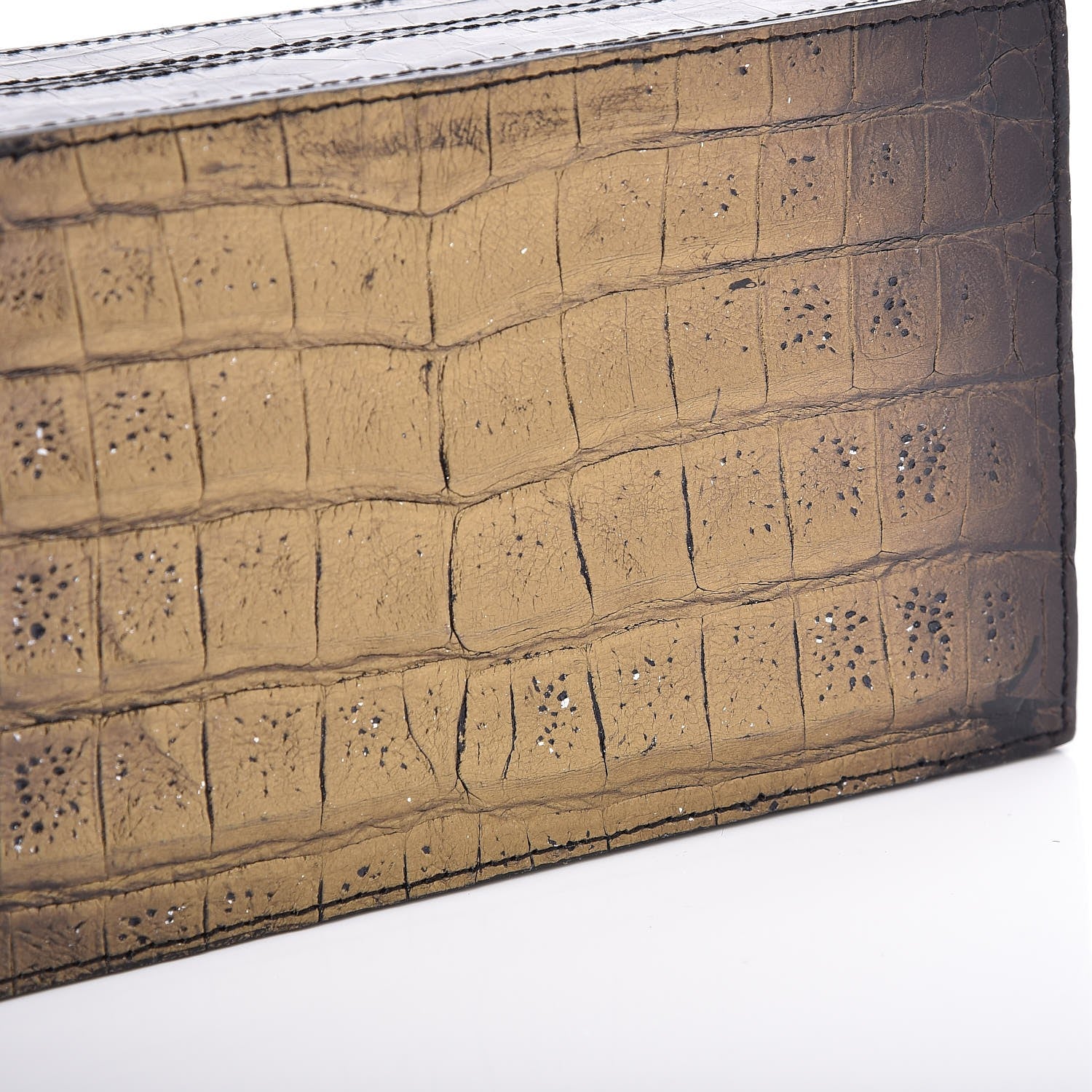 Nancy Gonzalez Crocodile Box Clutch Black Gold 8 of 8
