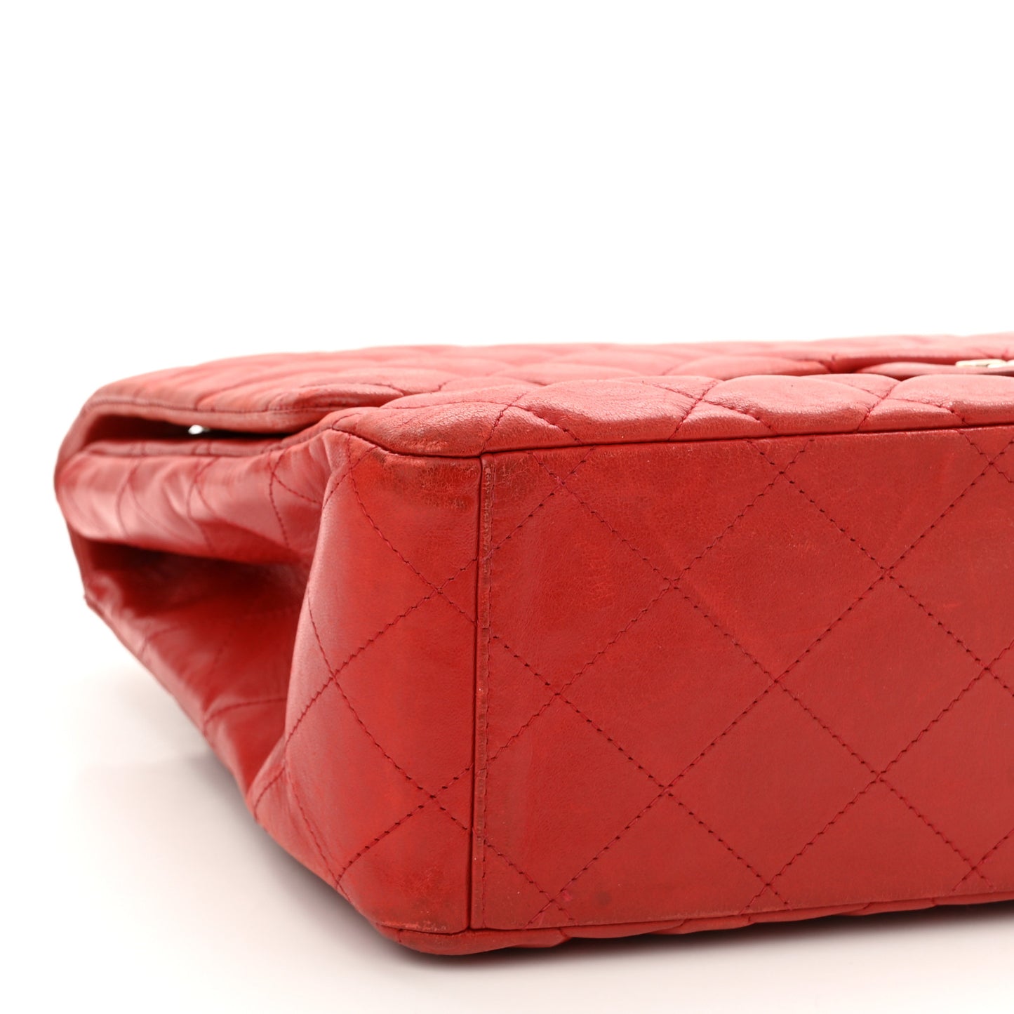 Lambskin Quilted Maxi Single Flap Red