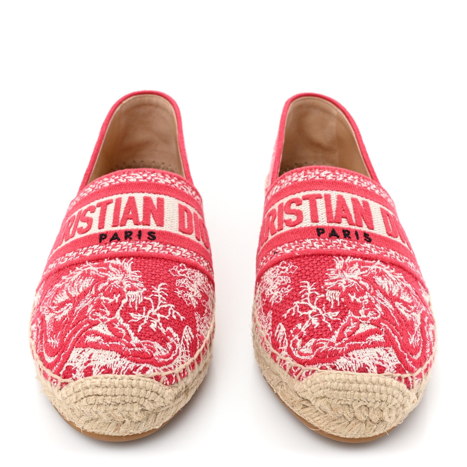 Christian Dior Embroidered Toile De Jouy Granville Espadrille 36 Raspberry 2 of 9